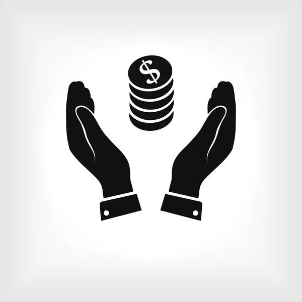 Geld in pictogram van een hand — Stockvector