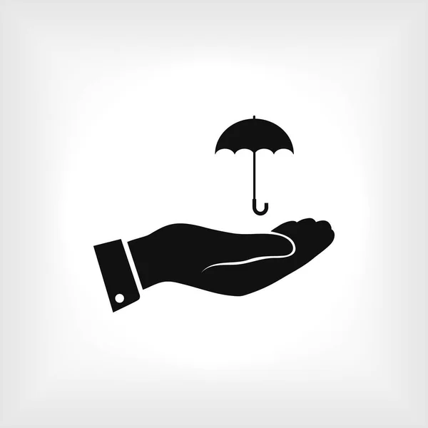 Deštník s ikonou ruky — Stockový vektor