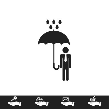 bir şemsiye yağmur simgesi olan bir adam