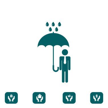 bir şemsiye yağmur simgesi olan bir adam