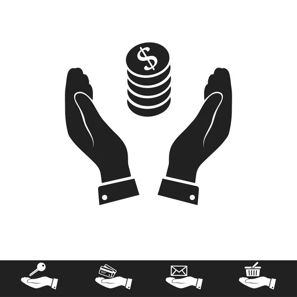 Dinheiro na mão ícone —  Vetores de Stock