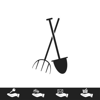Bahçe çatal ve kürek simgesi