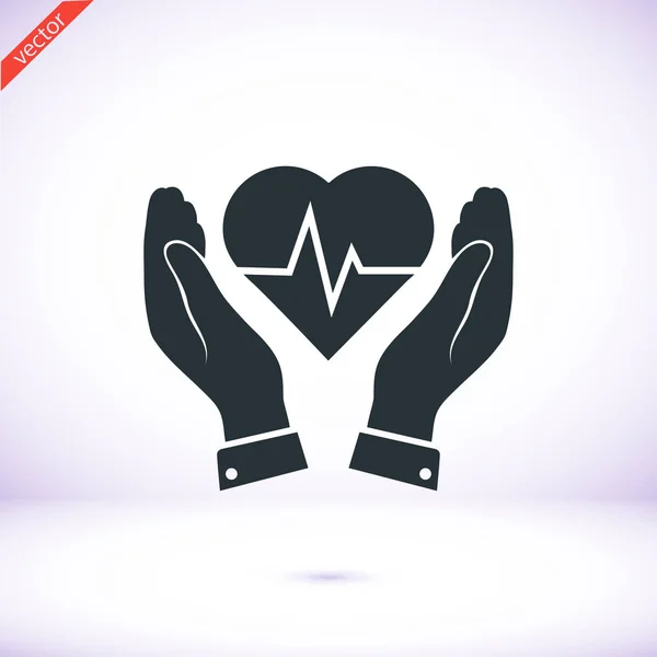 Corazón y manos icono — Vector de stock