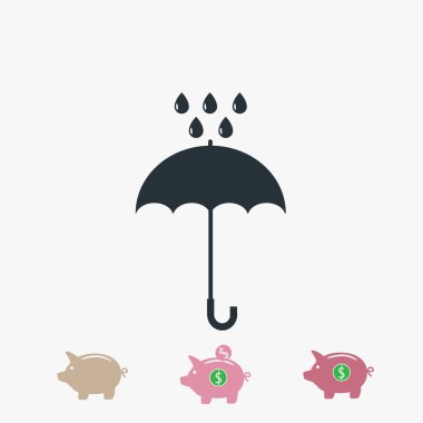 Şemsiye ve yağmur damla simgesi