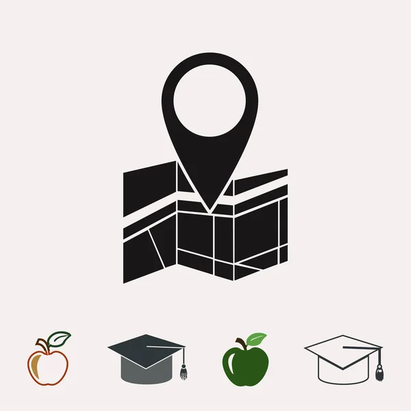 Icono de mapa con Pin — Vector de stock