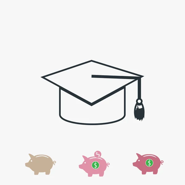 Graduatie cap pictogram — Stockvector