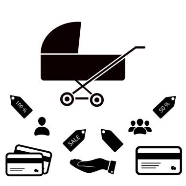 çocuk arabası basit simgesi