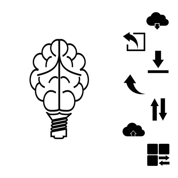 Icono de la bombilla cerebral — Vector de stock