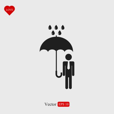 adam bir şemsiye simgeyle