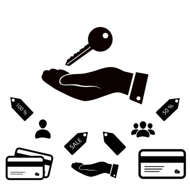 Elinde anahtar simgesi