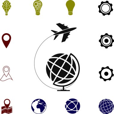 Seyahat Dünya ve uçak simgesi