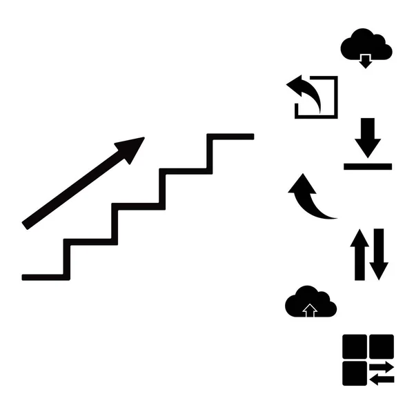 Escaleras arriba con icono de flecha — Vector de stock