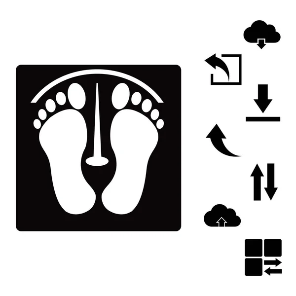 Footprints on scales icon — Stock Vector