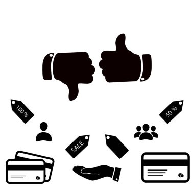 başparmak yukarı ve aşağı simgeler