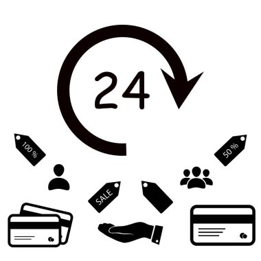 24 saat basit simgesi