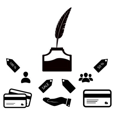 tüy ve mürekkep şişesi simgesi