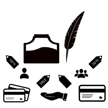 tüy ve mürekkep şişesi simgesi