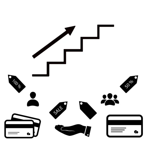 Trap omhoog met pijlpictogram — Stockvector