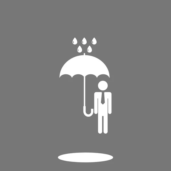 Man with an umbrella in the rain icon — Stock Vector