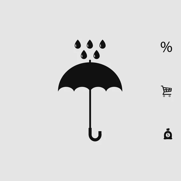 Значок "Зонтик и капли дождя" — стоковый вектор