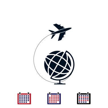 Seyahat Dünya ve uçak simgesi