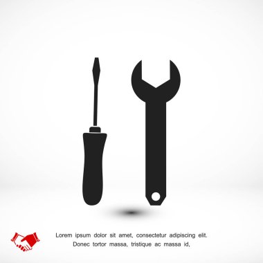 İngiliz anahtarı ve tornavida simgesi 