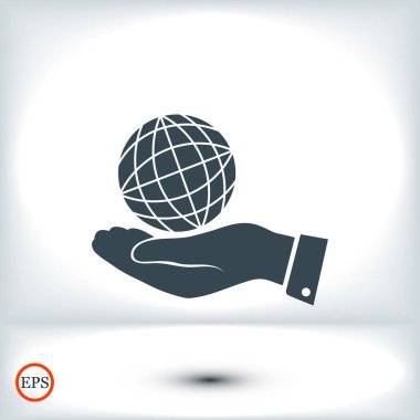 Dünya küre simgesiyle el