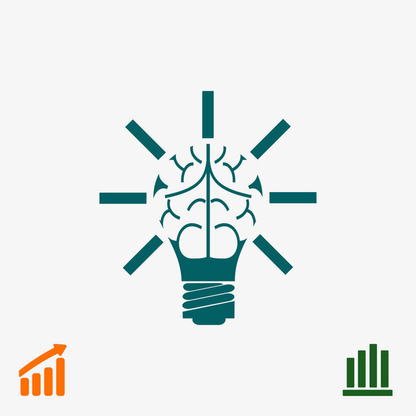 Brain Light bulb icon