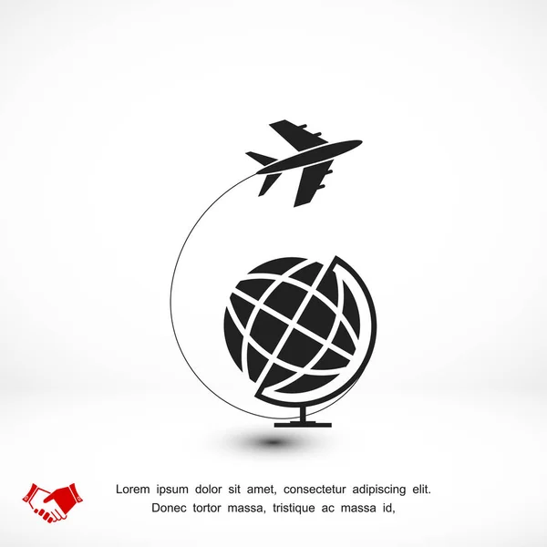Globe and plane travel icon — Stock Vector