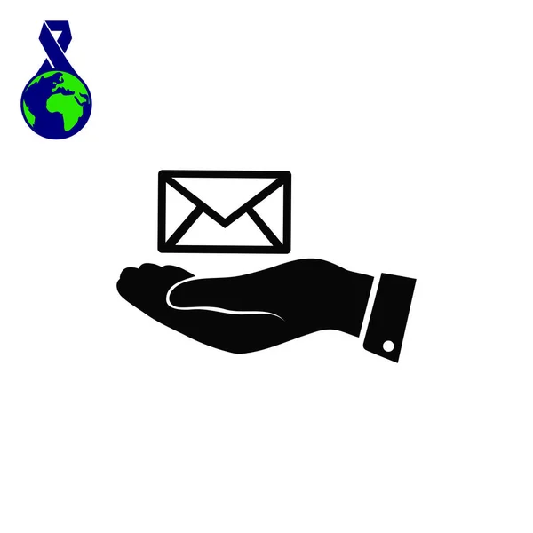 Envelope na mão ícone — Vetor de Stock