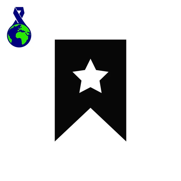 Estrella en el icono de bandera — Vector de stock