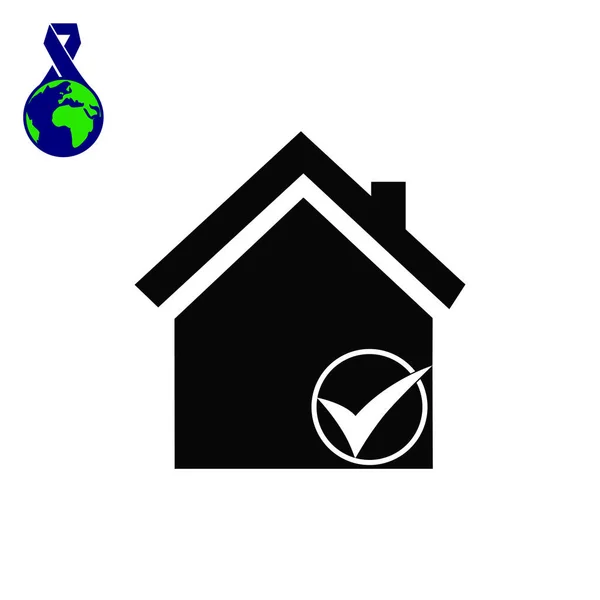 Verifique o ícone da casa —  Vetores de Stock