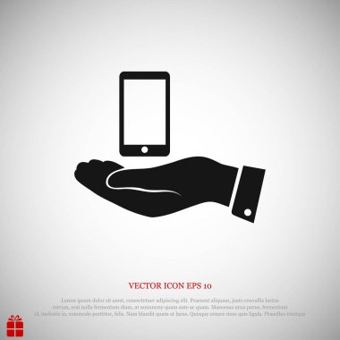 hareket eden telefon içinde el simgesi