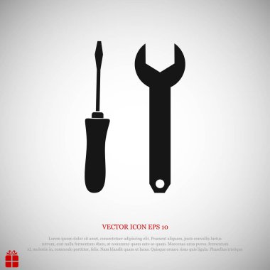 İngiliz anahtarı ve tornavida simgesi