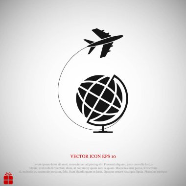 Seyahat Dünya ve uçak simgesi