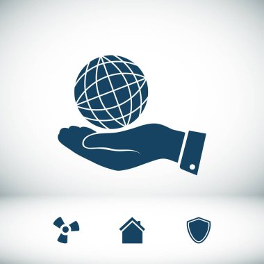 Dünya dünya el simgesi ile