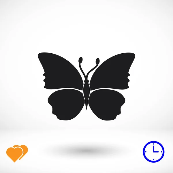 Zwart vlinder pictogram — Stockvector