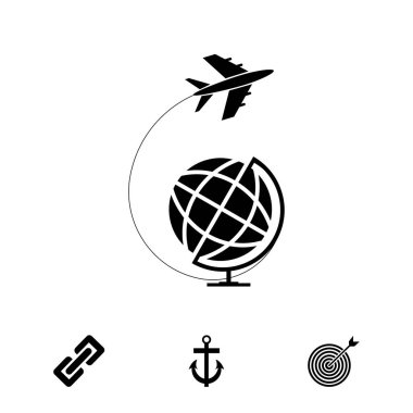 Seyahat Dünya ve uçak simgesi