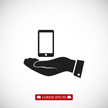 hareket eden telefon içinde el simgesi