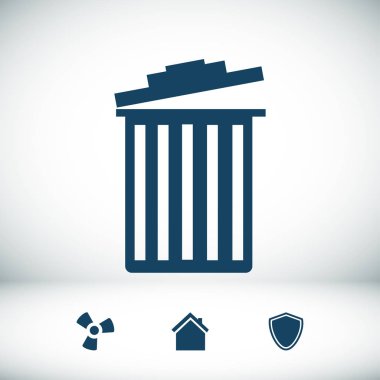 Çöp kutusu düz simgesi