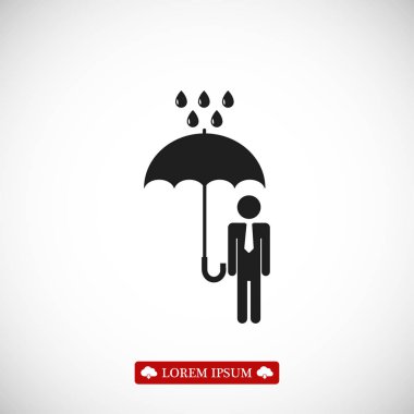 adam bir şemsiye simgeyle