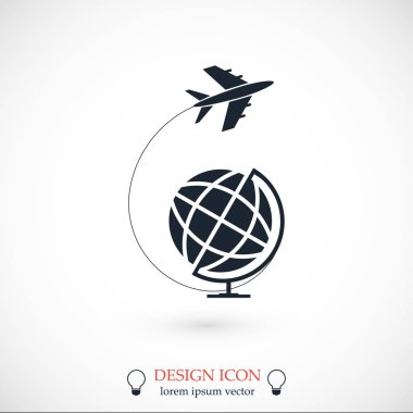 Seyahat Dünya ve uçak simgesi