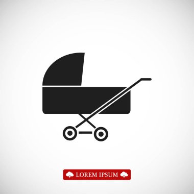 Çocuk arabası düz simgesi