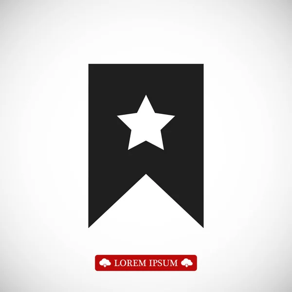 Bintang di ikon bendera hitam - Stok Vektor