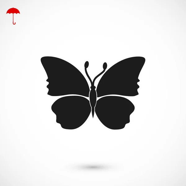 Zwart vlinder pictogram — Stockvector