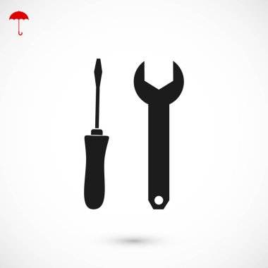 İngiliz anahtarı ve tornavida simgesi