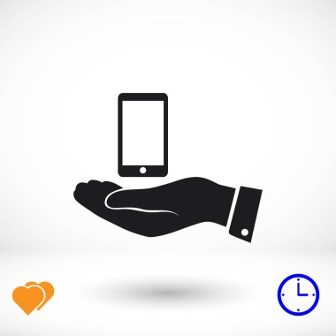 hareket eden telefon içinde el simgesi