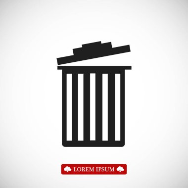 Çöp kutusu düz simgesi