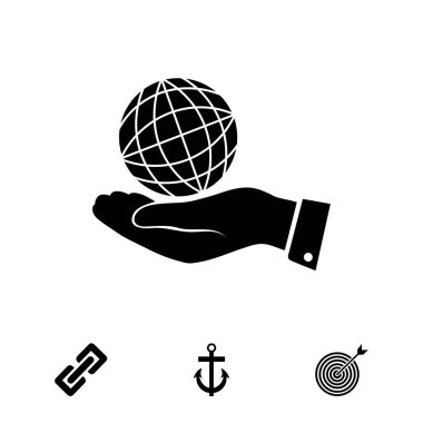 Dünya dünya el simgesi ile