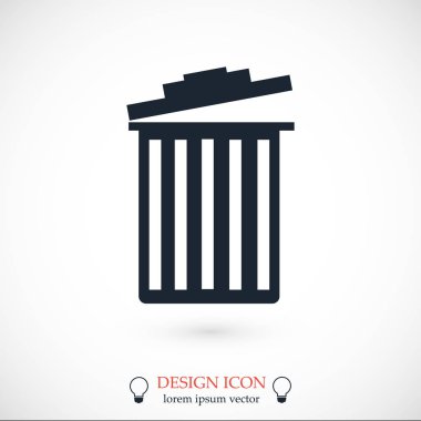 Çöp kutusu düz simgesi